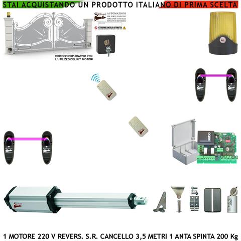 Automatismo Per Cancello Anta Da 3,5 Metri Kit 1 Motore Elettromeccanico 230 V Stelo Retrattile Reversibile Corsa 600 - Foto 1