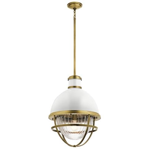 Sospensione Contemporanea Tollis Acciaio Ottone Naturale Bianco Grande Luce E27 - Foto 1