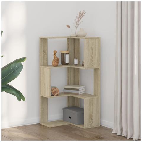 Libreria Angolare 3 Ripiani Rovere Sonoma 50x50x102 Cm Legno - Foto 3