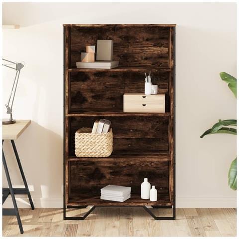 Libreria Rovere Fumo 80x31x137,5 Cm In Truciolato - Foto 3