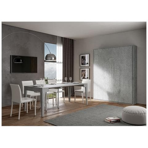 Letto Matrimoniale Kentaro Verticale A Scomparsa Cemento - Foto 5