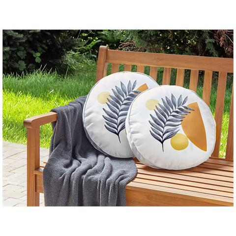 Set Di 2 Cuscini Viozene 40 X 40 Cm Motivo Di Piante Bianco - Foto 1