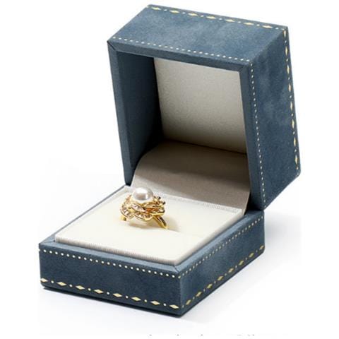 Scatola Per Anello Di Velluto Di Lusso - Blu Navy - Foto 1