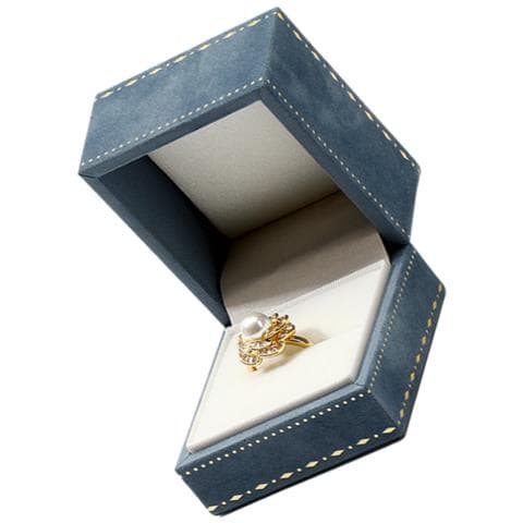 Scatola Per Anello Di Velluto Di Lusso - Blu Navy - Foto 2
