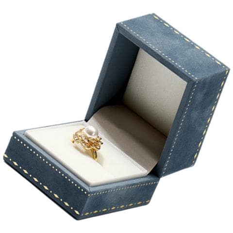 Scatola Per Anello Di Velluto Di Lusso - Blu Navy - Foto 4