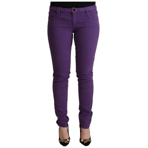 Jeans Casual Skinny A Vita Bassa In Cotone Viola - W31 - Foto 1
