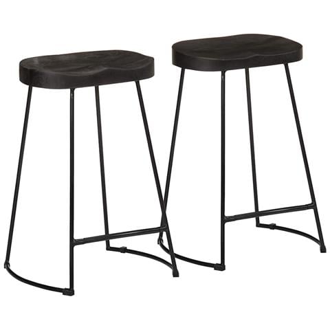 Sgabelli da Bar 2 pz Neri 45x40x62 cm Legno Massello di Mango - Foto 1