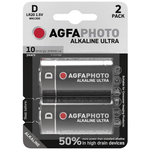 Agfaphoto Batteria Ultra Alcalina Mono D (confezione Da 2) - Foto 1