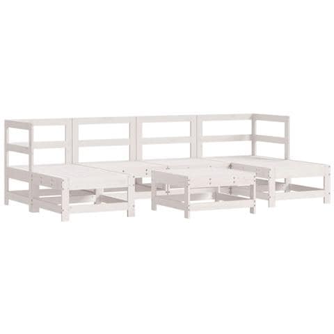 Set Salotto Da Giardino 7 Pz Bianco In Legno Massello Di Pino - Foto 2