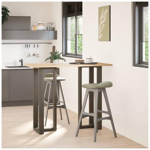 Gambe Tavolo Bar A T 2 Pz Naturale 50x35x(111-112) Cm Acciaio - Foto 2
