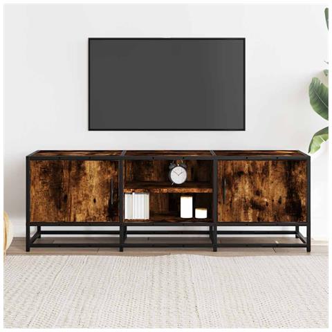 Mobile Tv Rovere Fumo 120x35x41 Cm Legno Multistrato E Metallo - Foto 3