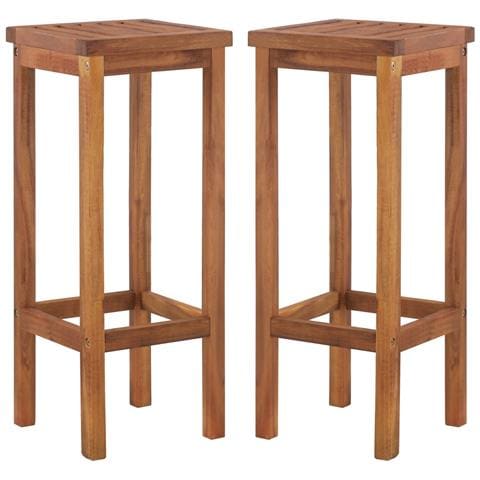 Sgabelli Da Bar 2 Pz In Legno Massello Di Acacia - Foto 2