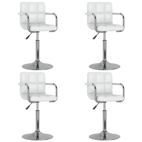 Sedie Da Pranzo Girevoli 4 Pz Bianche In Similpelle - Foto 2