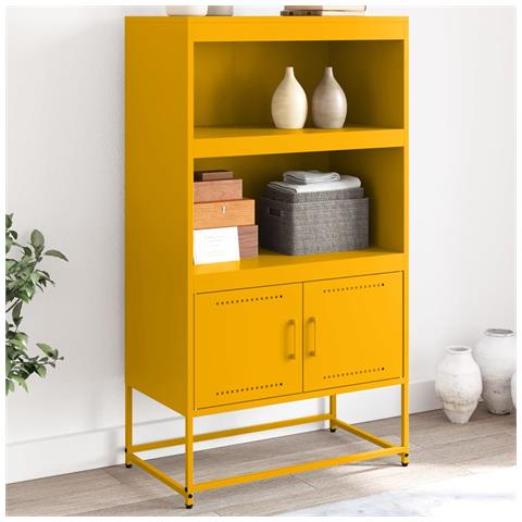 Credenza Giallo Senape 68,5x38,5x123,5 Cm In Acciaio - Foto 8