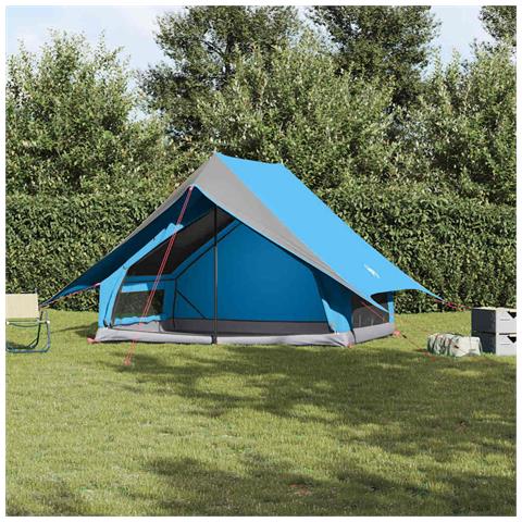 Tenda da Campeggio A-Frame 5 Persone Blu Impermeabile - Foto 2