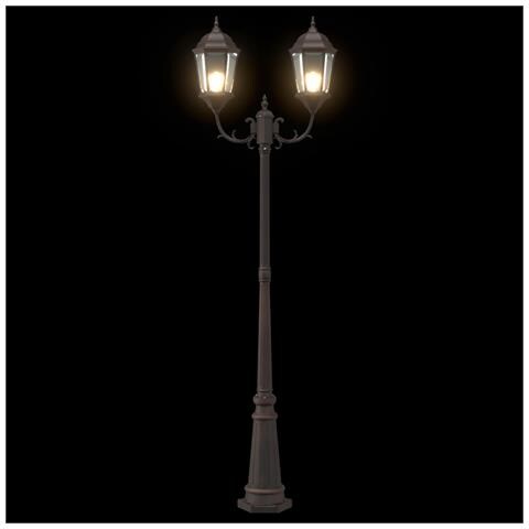 Palo di Luce da Giardino 2-Lampada E27 Bronzo 235 cm Alluminio - Foto 8