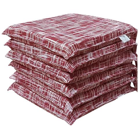 Set 6 Cuscini Per Sedie Cucina Con Laccetti, Copri Sedia Sfoderabili E Lavabili, Rivestimento Tessuto Loneta, Made In Italy (6 Amalfi Bordò) - Foto 1