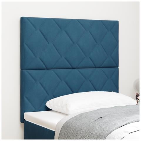 Testiera Design Blocchi di Diamante Blu Scuro 90 cm in Velluto, Testiera Design Blocchi di Diamante Blu Scuro 180 cm in Velluto - Foto 2