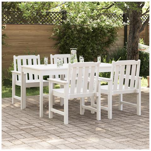 Sedie da Giardino  4 pz Bianche 65,5x55,5x88 cm HDPE, Sedie da Giardino  2 pz Bianche HDPE - Foto 2