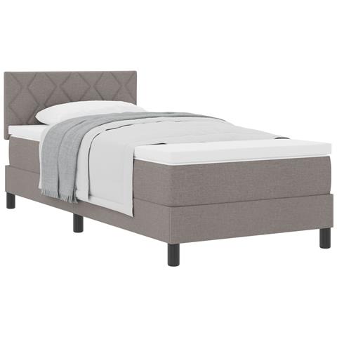 Letto Box Spring con Materasso Taupe 100x200 cm Tessuto - Foto 1