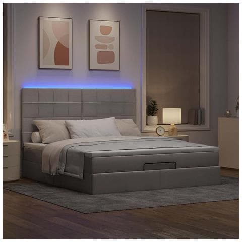 Struttura Letto Pouf con Materasso Tortora 160x200cm in Tessuto - Foto 2
