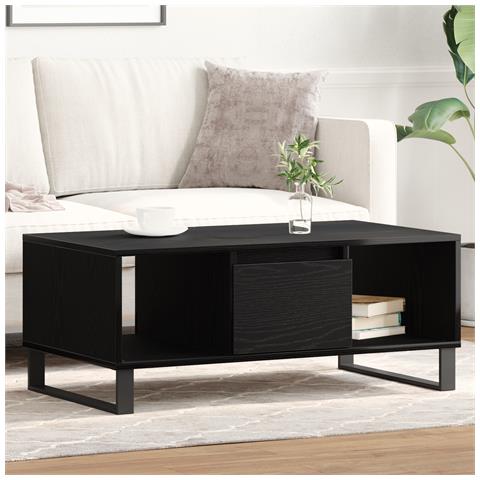 Tavolino da caffè  Nero Rovere 90x50x36,5 cm Legno ingegnerizzato - Foto 2