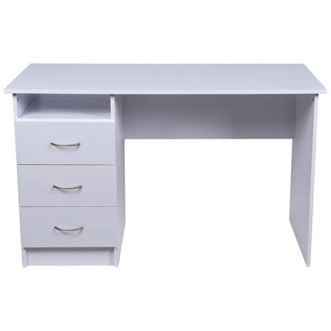 Scrivania Con Cassettiera 3 Cassetti Tavolo Porta Pc Computer Legno Bianco - Foto 5