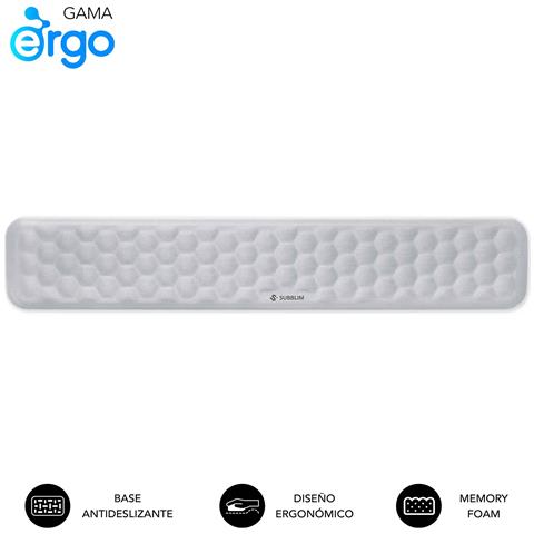 SUBMP-04E031 poggiapolso Cotone, Lycra, Memory foam, Poliuretano (PU) Argento - Foto 1