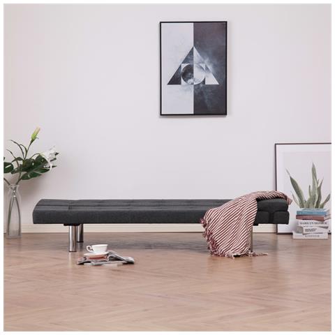 Lusso Casadino -  Divano Letto Con 2 Cuscini Grigio Scuro In Poliestere - Foto 2