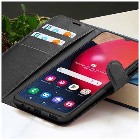 Custodia A Portafoglio Per Galaxy A02s / A03s Con Supporto E Linguetta Magnetica, Nero - Foto 2