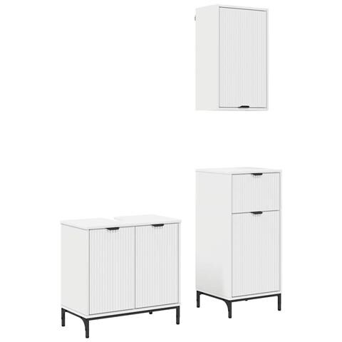 Set di mobili per il bagno Plaid 3 pcs Bianco 39.5 x 36 x 88 cm - Foto 1