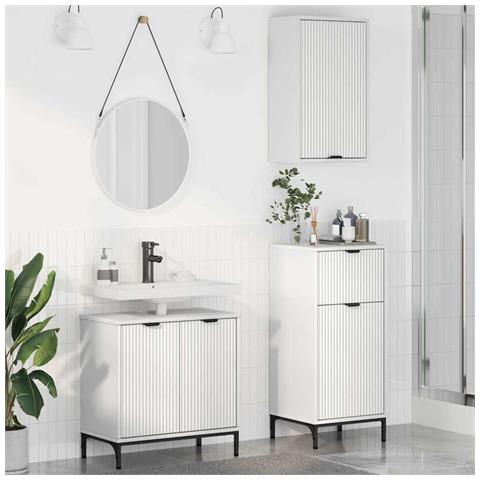 Set di mobili per il bagno Plaid 3 pcs Bianco 39.5 x 36 x 88 cm - Foto 2