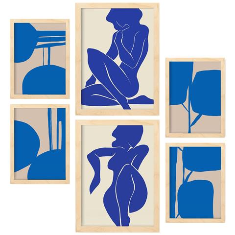 Set Di 6 Stampe Mettle Body 2 In Dipinti Decorativi Estetici Astratti Femminili Per Il Tuo Soggiorno Di Casa A3 & A4 Telaio In Legno Chiaro - Foto 1