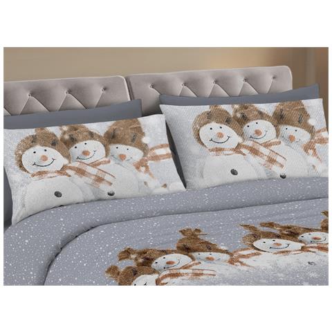 Copripiumino Sacco Piumone Pensieri Delicati Cotone Disegno Snowman Singolo Beige - Foto 2