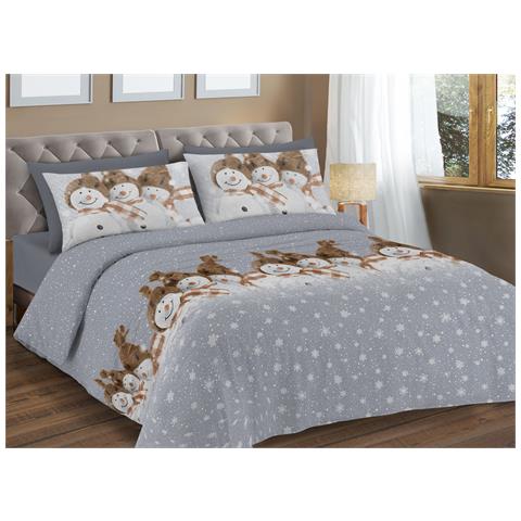 Copripiumino Sacco Piumone Pensieri Delicati Cotone Disegno Snowman Singolo Beige - Foto 1