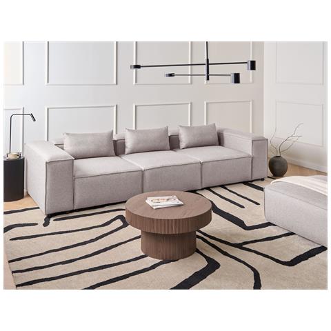 Divano Modulare 3 Posti Brande Tessuto Marrone Chiaro - Foto 1