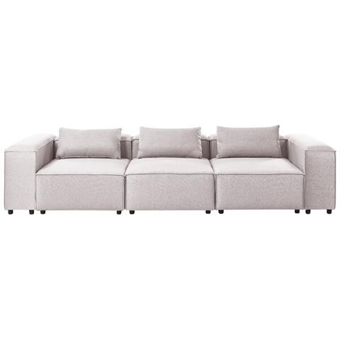 Divano Modulare 3 Posti Brande Tessuto Marrone Chiaro - Foto 2