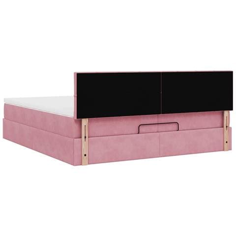 Struttura Letto Pouf con Materasso Rosa 200x200 cm Velluto - Foto 9