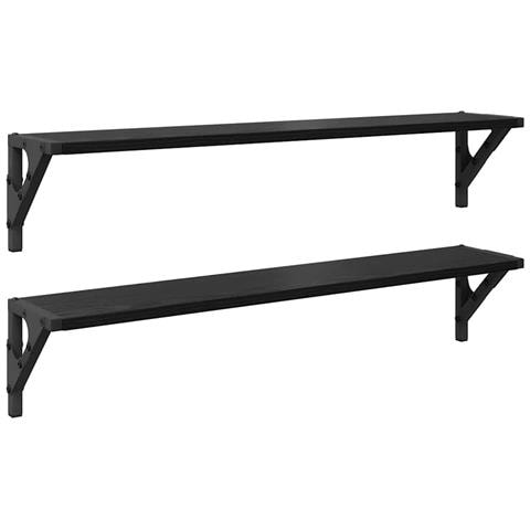 Scaffali da parete 2 pcs Rovere Nero 80 x 15 x 15,5 cm - Foto 1