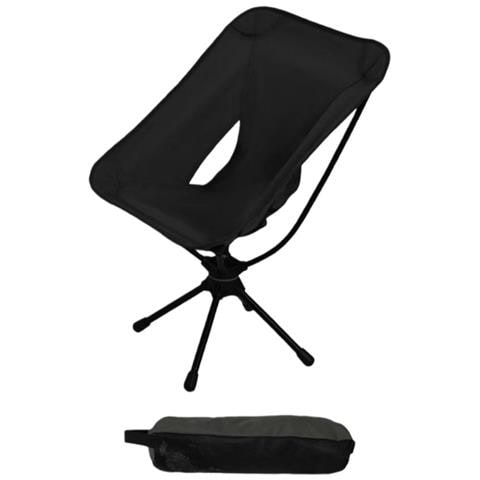 Sedia Da Campeggio Pieghevole Girevole A 360° - Seduta Portatile Per Esterni Black - Foto 1