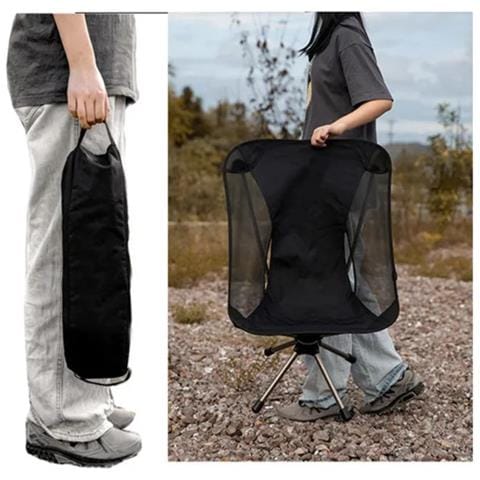 Sedia Da Campeggio Pieghevole Girevole A 360° - Seduta Portatile Per Esterni Black - Foto 2