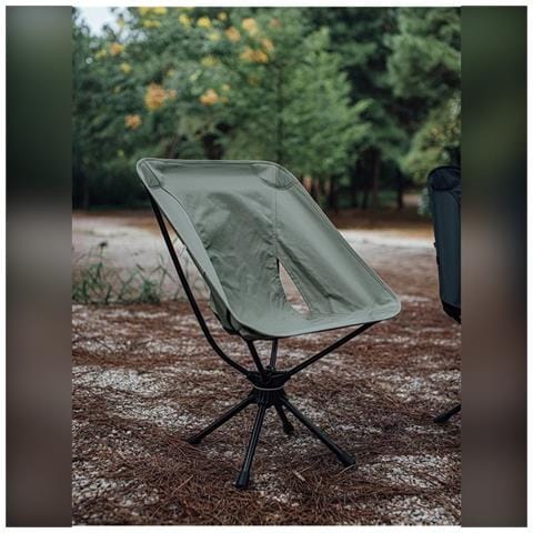 Sedia Da Campeggio Pieghevole Girevole A 360° - Seduta Portatile Per Esterni Black - Foto 7