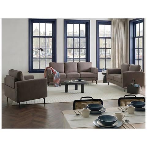 Set Da Salotto 6 Posti Lousto Tessuto Marrone - Foto 1