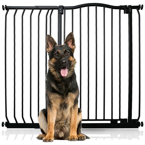 Bettacare Cancelletto Per Cani Extra Alto Con Parte Superiore Incurvata, 107cm - 116cm, Nero Opaco, Extra Alto Con 100cm Di Altezza - Foto 1
