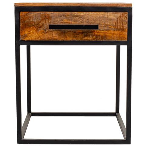 Comodino In Legno E Metallo Marrone 61x61x57 - Foto 2