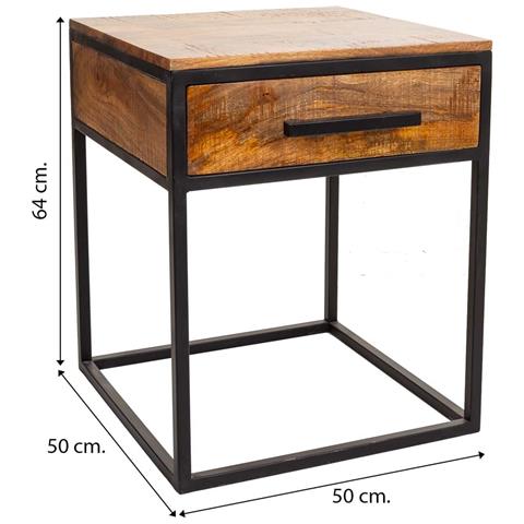Comodino In Legno E Metallo Marrone 61x61x57 - Foto 7