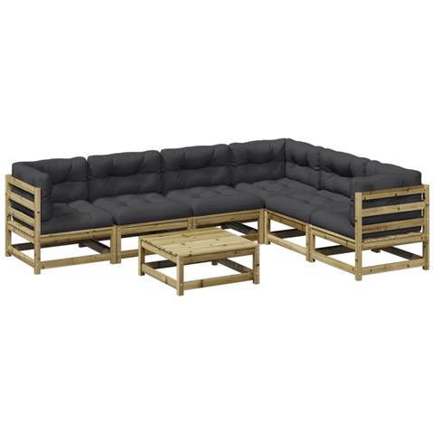 Set Divani da Giardino 7pz con Cuscini Legno Impregnato di Pino - Foto 1