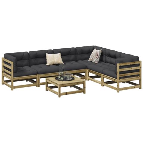 Set Divani da Giardino 7pz con Cuscini Legno Impregnato di Pino - Foto 2
