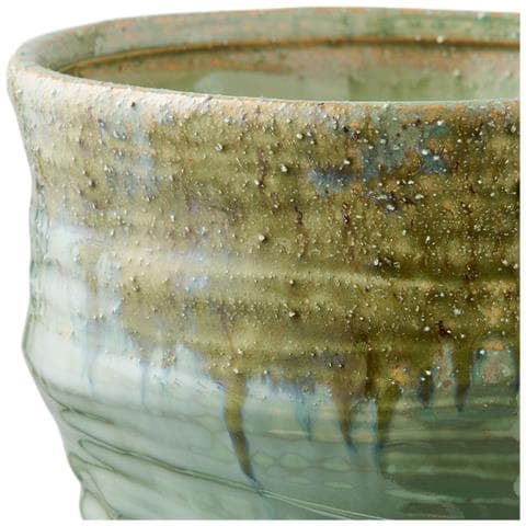 Vaso In Ceramica Verde Con Costolature Ø22×34,5 Cm - Foto 2