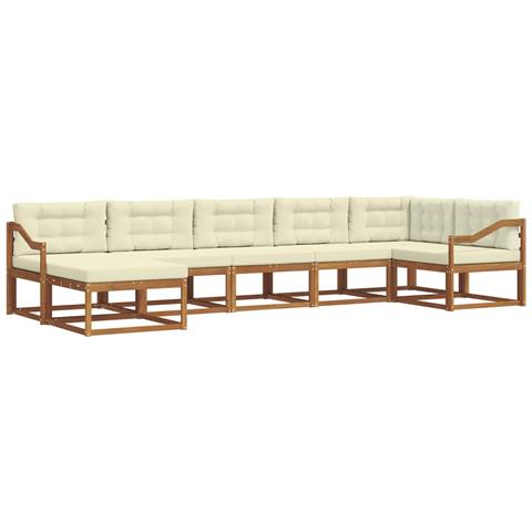 Set di divani da esterno con cuscino 7 pcs Naturale e Crema - Foto 1